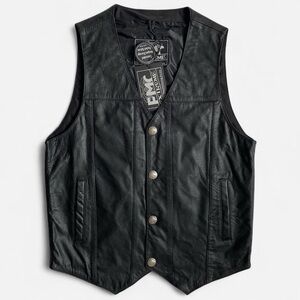 Black leather vest NWT